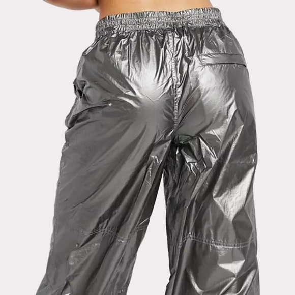 NWT Free People pewter metallic shine track pants - Picture 7 of 14